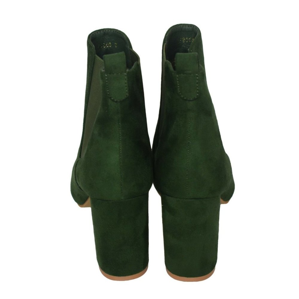 Womens 9 Faux Suede Ankle Boots Chunky Block Heel - Picture 5 of 10